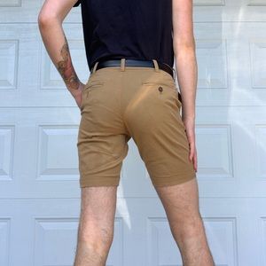 Tan slim fit khaki shorts